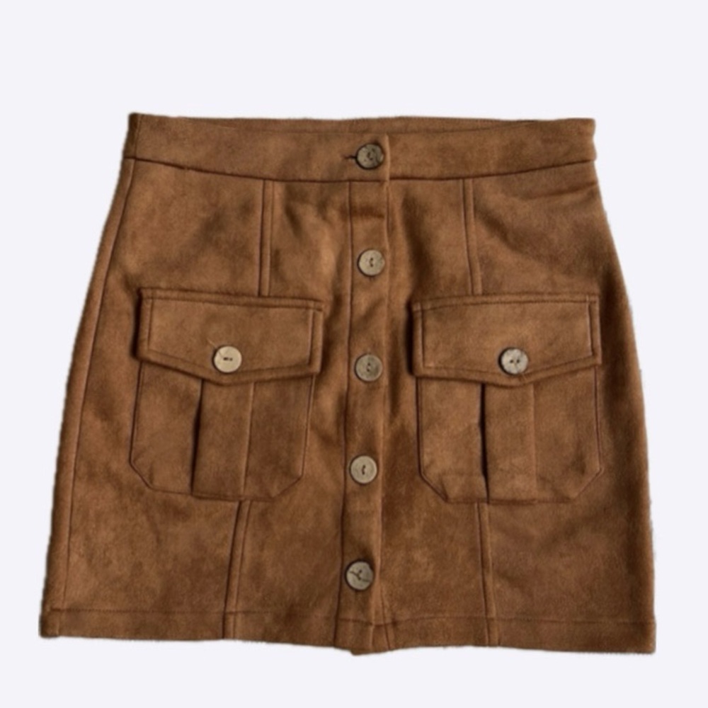 C+D+M collection faux suede brown skirt size Medium